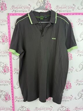 Hugo Boss shirt Black Polo with Lime Green Trim